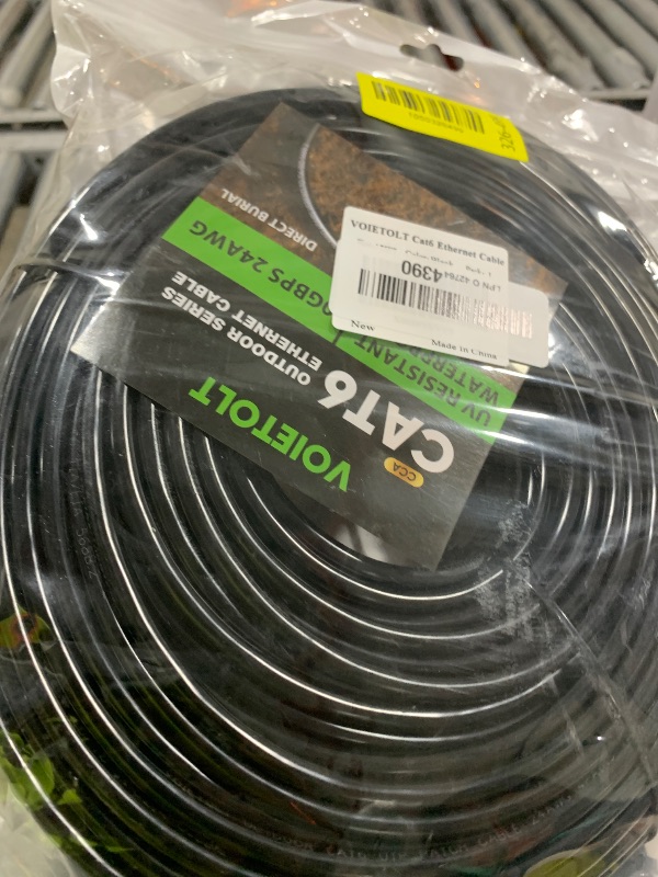 Photo 1 of VOIETOLT Cat 6 Outdoor Ethernet Cable 175 ft, 24AWG 10Gbps Cat6 Cable Cord Waterproof Direct Burial LLDPE UV Jacket, Internet Network Cable with 40 Ties Support Cat6 Cat5e Cat5, CCA, UTP for PC