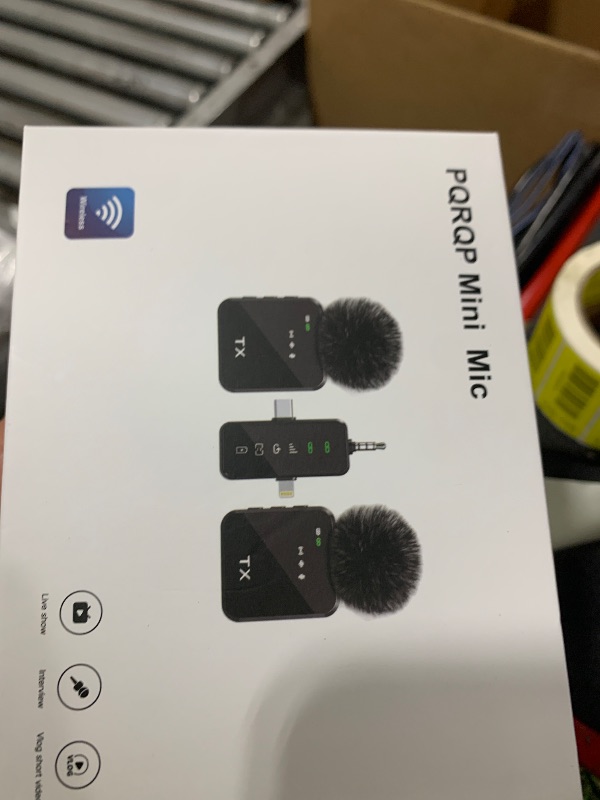Photo 1 of PQRQP 3 in 1 Microphone for iPhone/Android/Camera, Wireless Microphones, 328ft Transmission, 18H Battery Life, Mini Microphone for Record Interview, Vlogs, YouTube, Tiktok