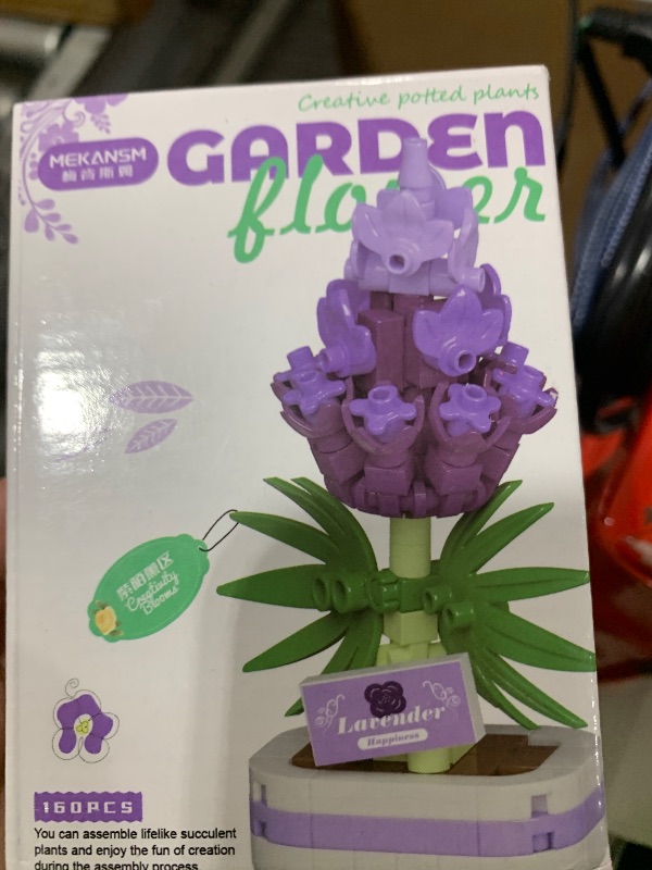 Photo 1 of Sacblirr Lavender Potted Plant Building Blocks Set - DIY Bonsai Flower Toy for Home Decor, Creative Desktop Botanical Construction Kit for Kids and Adults