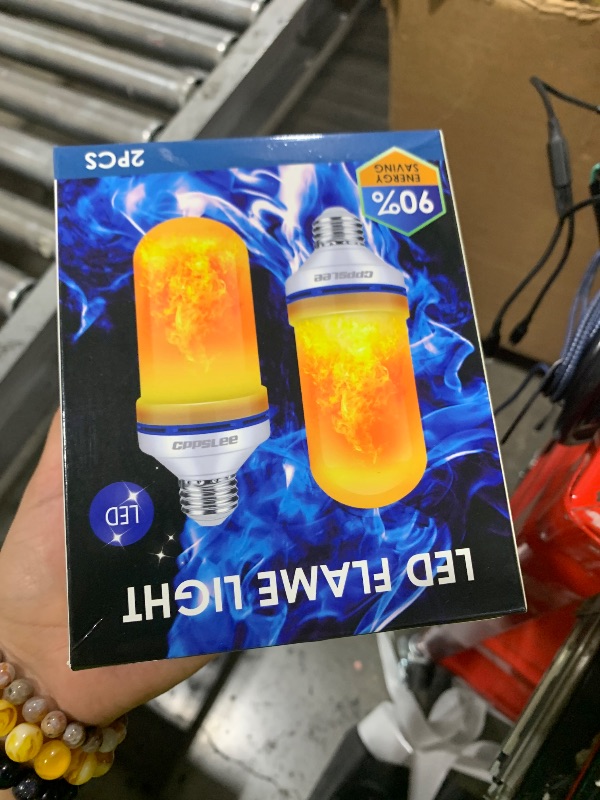 Photo 1 of Halloween Decorations Upgraded LED Flame Light Bulbs, 4 Modes Fire Flame Bulb, E26 Base Flickering Light Bulbs, Christmas Decorations Outdoor Indoor Patio Home Decor (Yellow, 2 Pack)