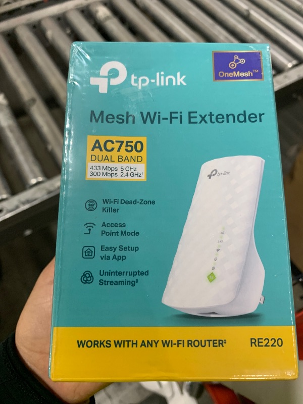 Photo 1 of TP-Link WiFi Extender with Ethernet Port, Dual Band 5GHz/2.4GHz, Up to 44% More Bandwidth Than Single Band, Covers Up to 1200 Sq.ft and 30 Devices, Signal Booster Amplifier Supports OneMesh(RE220)