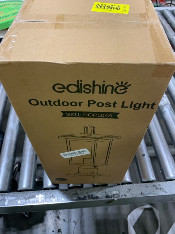 Photo 1 of EDISHINE Dusk to Dawn Outdoor Post Light, Pole Light Fixture with Pier Mount Base, Water Ripple Glass & Aluminum Post Lantern Head, Exterior Lamp Posts Lighting for Yard, Driveway, Fence, Deck