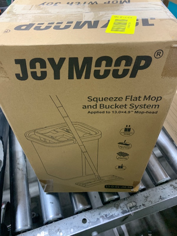 Photo 1 of JOYMOOP Mop and Bucket with Wringer Set, Hands Free Flat Floor Mop and Bucket, with 5 Washable Microfiber Pads, Wet and Dry Use, Floor Cleaning System
