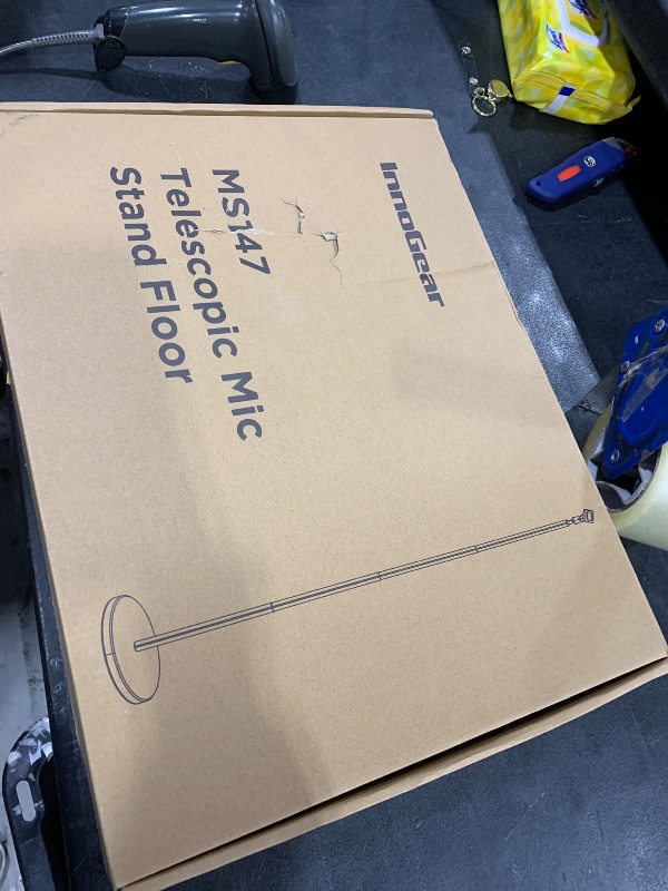 Photo 1 of InnoGear Telescopic Mic Stand, Height Adjustable from 22" to 68" Microphone Stand Floor Weighted Base Boom Mic Arm Stand for Blue Yeti HyperX QuadCast SoloCast Shure SM58 Samson Q2U Fifine K669B