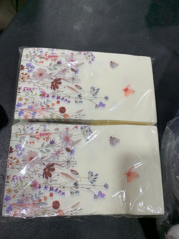 Photo 1 of 100 Floral Paper Napkins Decorative, 3 Ply Watercolor Wild Flower Dinner Napkins Guest Napkins, Disposable Hand Towels for Bathroom Fall Tea Party Bridal Shower, Baby Shower, Birthday