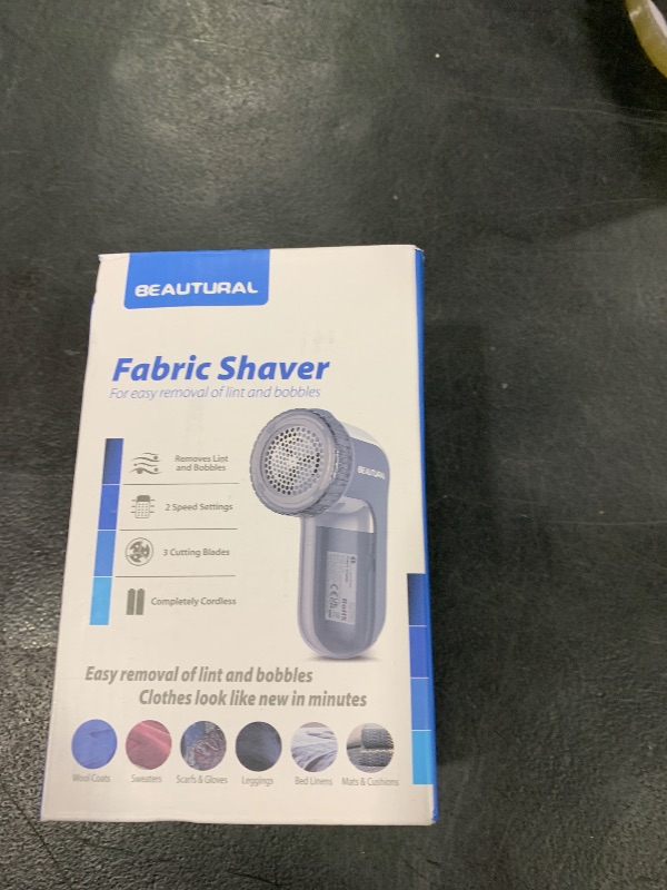 Photo 1 of BEAUTURAL Fabric Shaver and Lint Remover, Sweater Defuzzer with 2-Speeds, 2 Replaceable Stainless Steel Blades, Battery Operated, Remove Clothes Fuzz, Lint Balls, Pills, Bobbles Gray