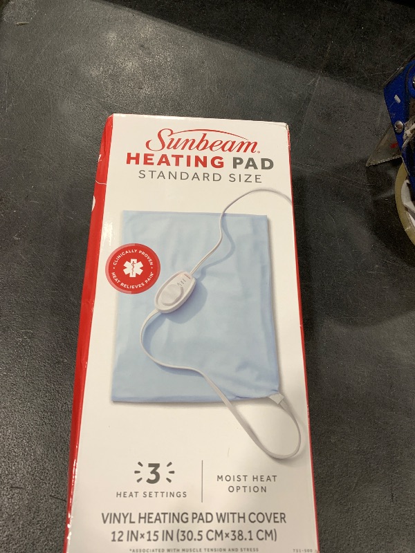 Photo 1 of Sunbeam Standard Size Heating Pad, 12"x 15", For Back, Neck, Shoulder, and Period Cramp Pain Relief, 3 Heat Settings, Compact Storage Solution, Auto Shut-Off, Machine-Washable, Gifts For Mom & Wife, FSA/HSA Eligible, Grey