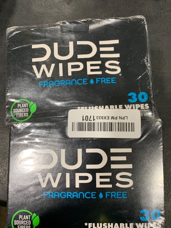 Photo 1 of DUDE Wipes - On-The-Go Flushable Wipes - 2 Pack, 60 Wipes - Unscented Extra-Large Individually Wrapped Adult Wet Wipes - Vitamin E & Aloe - Septic and Sewer Safe