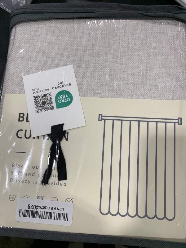 Photo 1 of 100% Blackout Shield Full Blackout Curtains for Bedroom 84 inch Length 2 Panels Set, Clip Rings/Rod Pocket Faux Linen Black Out Curtains for Living Room, Thermal Insulated, 50Wx84L, Beige