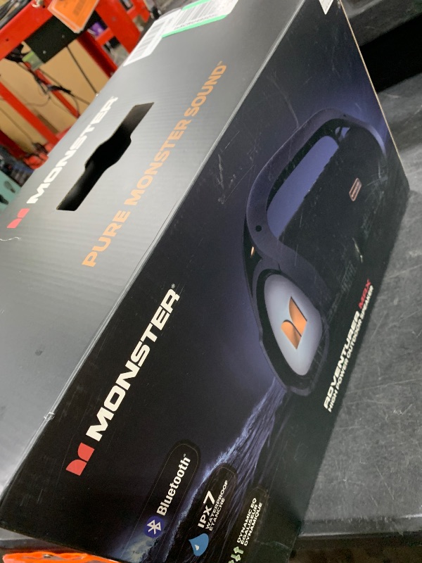 Photo 1 of Monster Adventurer Max Portable Bluetooth Speaker, IPX7 Waterproof Wireless Speaker with Double Subwoofer Rich Bass, 100W Stereo Loud Sound with 24H Playtime for Outdoor, Beach, Gold