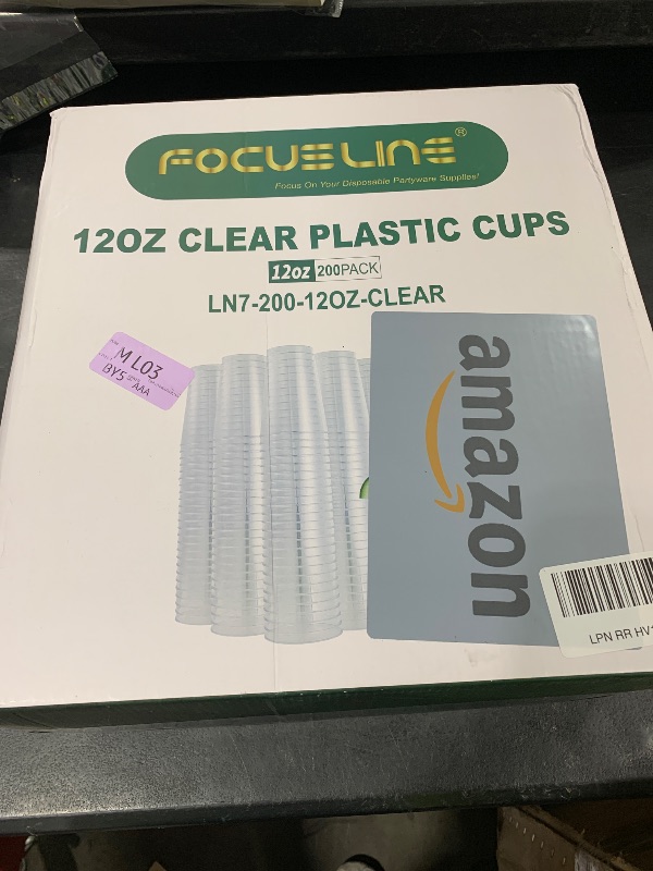 Photo 1 of FOCUSLINE 200 Pack 12 oz Clear Plastic Cups, Disposable Cups Reusable Plastic Tumblers, Heavy-duty 12 Ounce Clear Cups Tumblers for Party, Thanksgiving, Halloween, Christmas