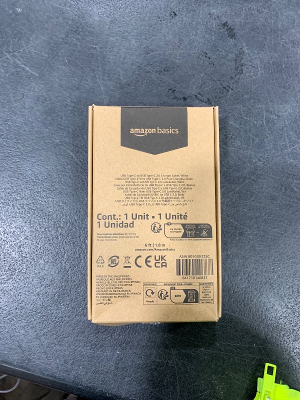 Photo 1 of Amazon Basics USB-C to USB-C Fast Charger Cable, 480Mbps Speed, USB-IF Certified, for Fast Charging Apple iPhone 16/15, iPad, MacBook, Samsung Galaxy, Tablets, Laptops, 6 Foot, White