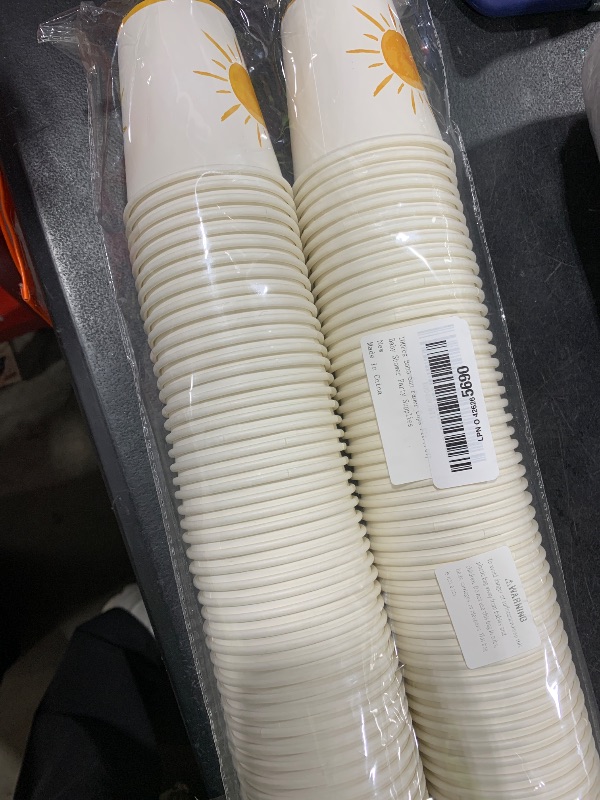 Photo 1 of 100Pcs Boho Sun Paper Cups First Trip Around The Sun Disposable Party Cups 9oz Bohemian Hippie Sunshine Beverage Coffee Disposable Drinking Cups for Groovy Baby Shower Party Supplies