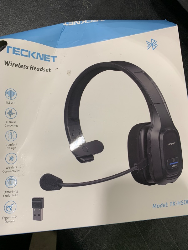 Photo 1 of TECKNET Trucker Bluetooth Headphones with Microphone Noise Canceling Wireless On Ear Headset, Hands Free Wireless Headset for Cell Phone Computer Office Home Call Center Skype (Black)