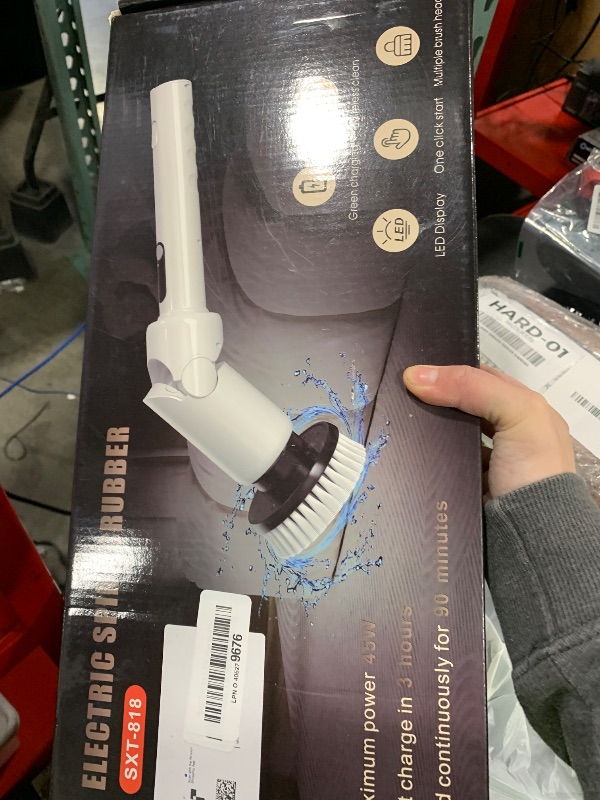 Photo 1 of Electric Spin Scrubber - Cordless Cleaning Brush with Digital Display, 2 Speeds, 8 Brush Heads, IPX7 Waterproof, Adjustable Long Handle for Bathroom, Tub, Tile, Shower, and Car