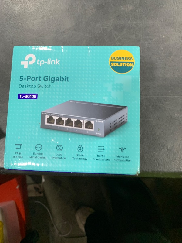 Photo 1 of TP-Link TL-SG105, 5 Port Gigabit Unmanaged Ethernet Switch, Network Hub, Ethernet Splitter, Plug & Play, Fanless Metal Design, Shielded Ports, Traffic Optimization