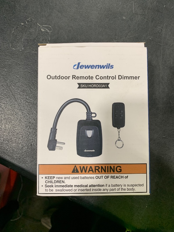 Photo 1 of DEWENWILS Outdoor Dimmer for String Lights, Remote Dimmer Switch, Weatherproof Dimmer Plug, 100FT Range, Compatible with Dimmable LED/Tungsten Bulbs, FCC Certified