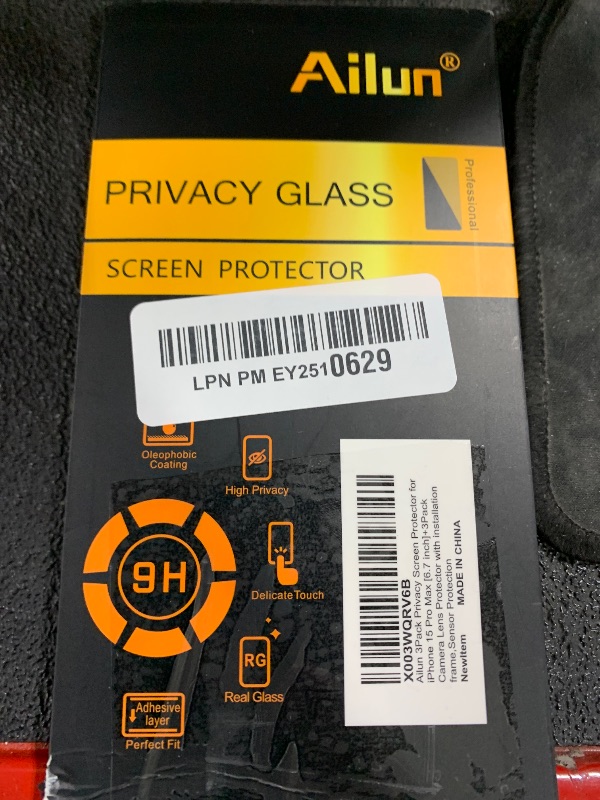 Photo 1 of Ailun 3Pack Privacy Screen Protector for iPhone 15 Pro Max [6.7 inch]+3Pack Camera Lens Protector with Installation Frame,Dynamic Island Compatible,Anti Spy Tempered Glass[9H Hardness]-HD