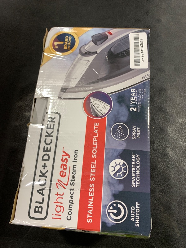 Photo 1 of BLACK+DECKER Light ‘N Easy Compact Steam Iron, IR1020S, Stainless Steel Soleplate, Spray Mist, Anti-Drip, Auto Shutoff