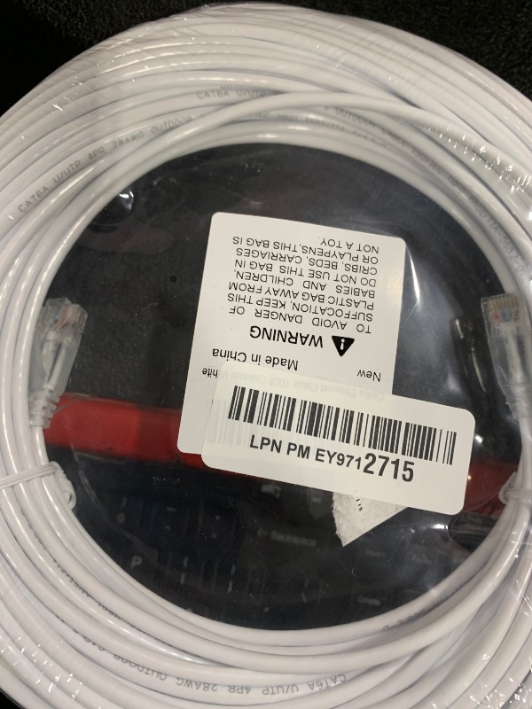 Photo 1 of Cat6a Ethernet Cable Slim 100ft Outdoor & Indoor, 28AWG Pure Copper Cat6 Internet Cable for Waterproof & Direct Burial, Flexible Cat6 Ethernet Cable 10G 550MHZ, Cat 6 Network cable for Indoor White