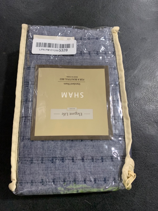 Photo 1 of ELEGANT LIFE HOME Cotton Yarn Dyed Chambray Collection Cotton Fill Channel Stitch Washed Standard Pillow Sham Blue Color, 20’’ x 26’’+1.75’’ Flange (1Piece)