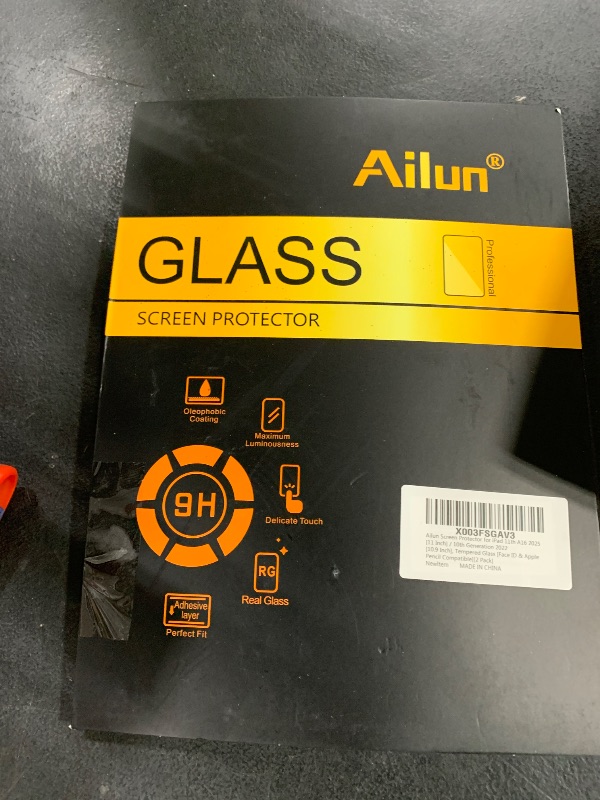 Photo 1 of Ailun Screen Protector for iPad 11th A16 2025 [11 Inch] / 10th Generation 2022 [10.9 Inch], Tempered Glass [Face ID & Apple Pencil Compatible] Ultra Sensitive Case Friendly [2 Pack]