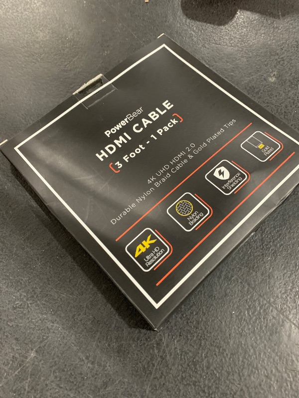 Photo 1 of PowerBear 4K HDMI Cable 3 ft | High Speed Hdmi Cables, Braided Nylon & Gold Connectors, 4K @ 60Hz, Ultra HD, 2K, 1080P, ARC & CL3 Rated | for Laptop, Monitor, PS5, PS4, Xbox One, Fire TV, & More