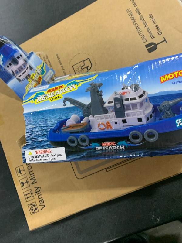 Photo 1 of ArtCreativity Aquatic Research Vessel, Battery-Operated Toy Ship for Kids, Floats in Water, Floating Bathtub and Pool Toy for Boys and Girls, Best Birthday Gift for Children