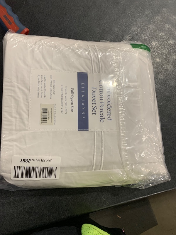 Photo 1 of Ella Jayne Duvet Cover Full (3 Pieces), 100% Cotton Percale, Full/Queen, Soft Breathable & Lightweight, Including Full Size Duvet Cover (1 Piece) 90 x 90 Inches with 2 Pillow Shams (White Design)
