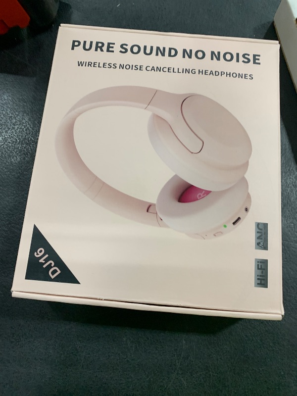 Photo 1 of TANKASE Active Noise Cancelling Headphones, Wireless Over Ear Bluetooth Headphones,100H Play Time Bluetooth Headphone with Microphone,Lightweight and Foldable Comfortable Deep Bass for Work/Gym Pink