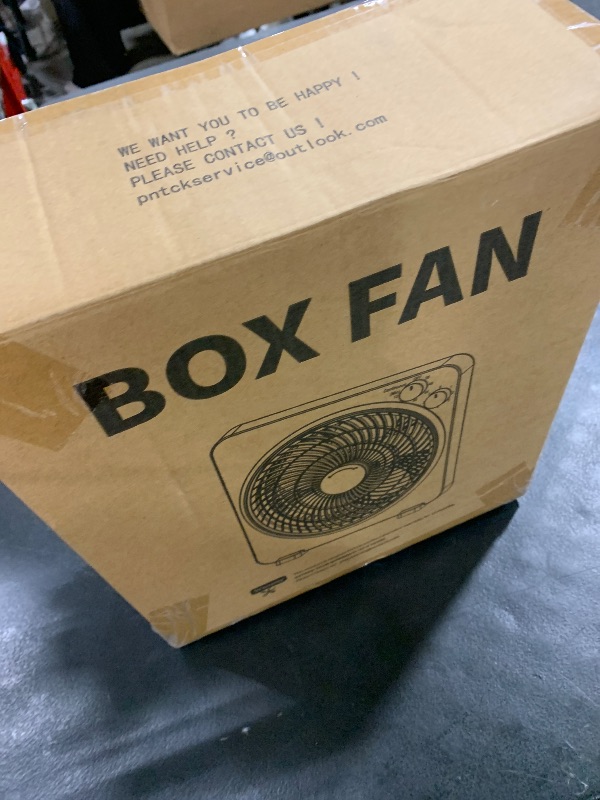 Photo 1 of XHK 13" Box Fan, Table Fan, Quiet Powerful Desk Fan with 3 Adjustable Speeds, 120 Min Timer, Compact & Portable, Fan for Bedroom Home, Office, Kitchen