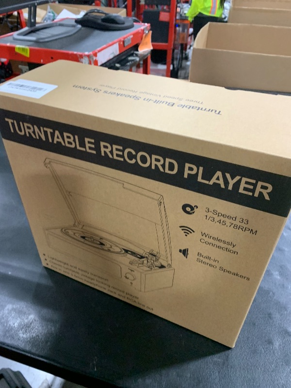 Photo 1 of Vinyl Record Player with Speakers Vintage Turntable for Vinyls Records Belt-Driven Turntables 3-Speed Bluetooth Playback Headphone AUX RCA Line LP Vinyls Players for Sound Enjoyment Retro Brown