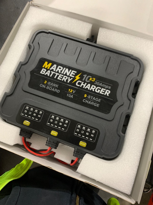 Photo 1 of Smart 3 Bank Marine Battery Charger 10X3, 30A (10A/Bank) 12V,Waterproof,lifepo4 Lithium Boat Battery Charger Maintainer and Desulfator for AGM, Lithium,Deep-Cycle Batteries Boat Accessories