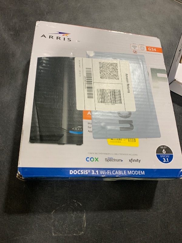 Photo 1 of ARRIS (G34) - Cable Modem Router Combo - Fast DOCSIS 3.1 Gigabit WiFi 6 (AX3000), Approved for Comcast Xfinity, Cox, Spectrum & More, 1 Gbps Max Internet Speeds
