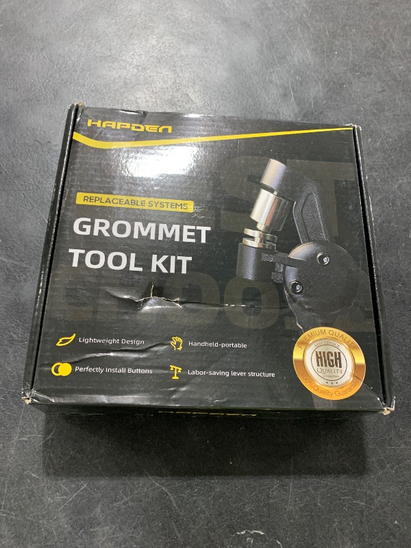 Photo 1 of HAPDEN Grommet Tool Kit, 3/8 inch Handheld Eyelet Kit Manual Grommet Press Machine with 500 pcs 10 mm Grommets