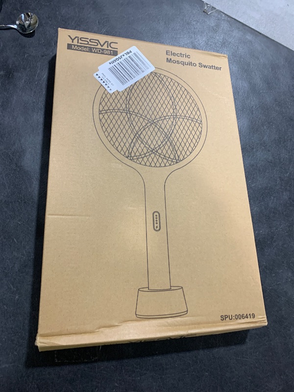 Photo 1 of YISSVIC Electric Fly Swatter 4000V Bug Zapper Racket Dual Modes Mosquito Killer with Purple Mosquito Light Rechargeable for Indoor Home Office Backyard Patio Camping