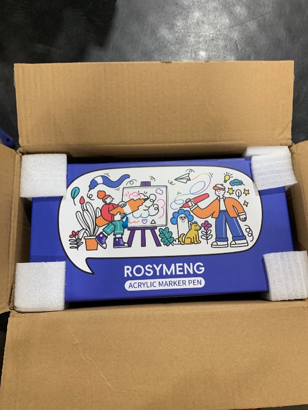 Photo 1 of ROSYMENG Acrylic Paint Markers, 120 Colors + 8 Metal Colors - Large Ink Capacity, High Coverage with Brush Tip Acrylic Paint Pens, Suitable for Wood, Glass, Rock, and Fabric - Student School Supplies