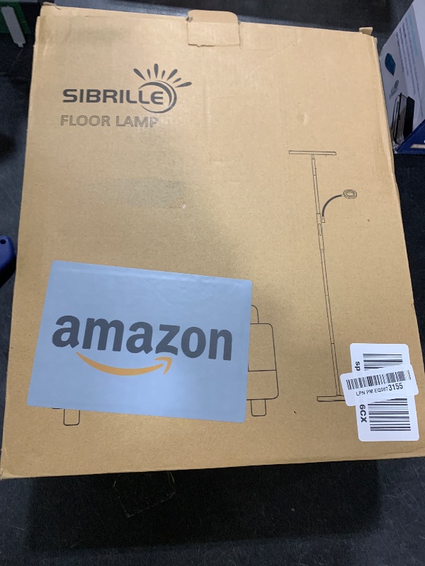 Photo 1 of SIBRILLE Upgraded RGBCW Floor Lamp with Reading Lamp, Rotatable Remote Control LED Standing Lamp Dimmable Floor Light Modern Standing Light for Living Room Bedroom Home Office, 36W, Black