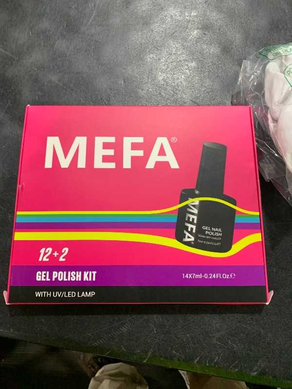 Photo 1 of MEFA 19 Pcs Gel Nail Polish Kit with U V Light, 12 Colors Fall Gel Nail Polish Set Burgundy Red Champagne Gold Glitter Soak Off Purple Manicure Tools Beginners Salon Art Nails Art DIY for Women