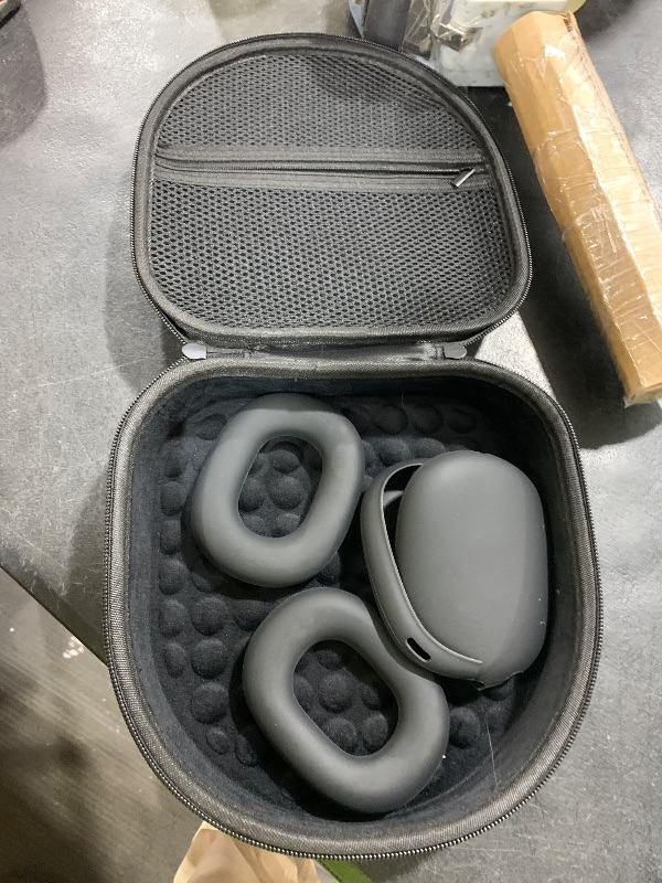 Photo 1 of 3 in 1 Silicone Cover and Case for Apple Airpods Max Headphones, AirPods Max Hard Case and Anti-Scratch Ear Pad Case/Ear Cups/Headband Covers Accessories (Black)