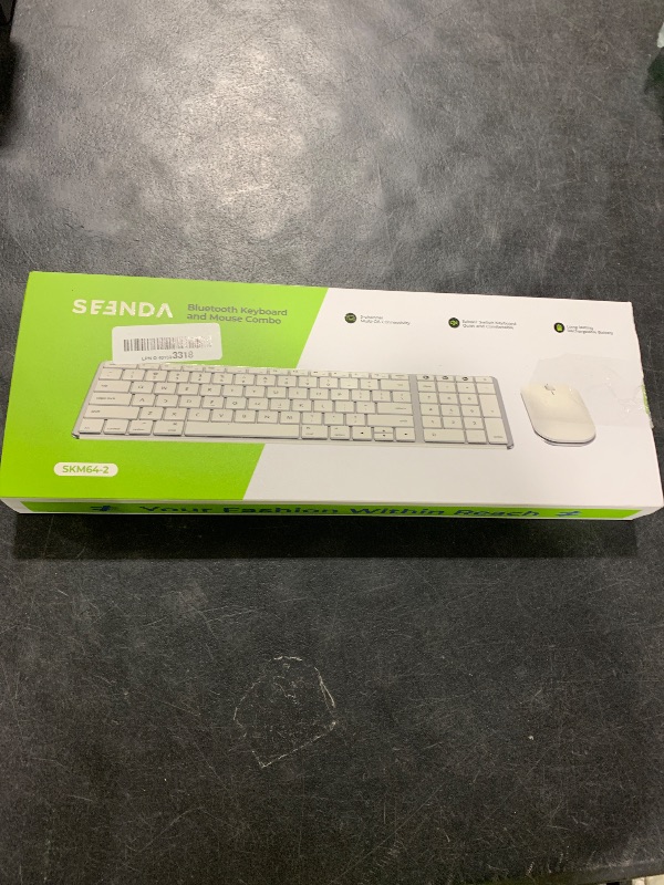 Photo 1 of seenda Bluetooth Keyboard and Mouse for Mac, SKM64-2 Multi-Device Rechargeable Slim Wireless Keyboard Mouse Stainless Steel Full Size, Compatible with MacBook Pro/Air, iPad, Mac - White Silver