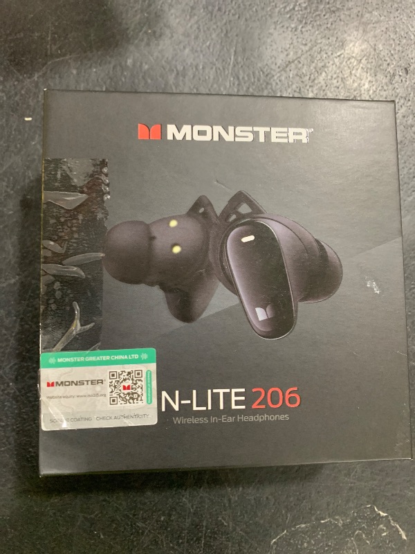 Photo 1 of Monster N-Lite 206 Wireless Earbuds Bluetooth 5.4 in Ear Headphones, Bluetooth Ear Buds Built-in Microphone, Touch Control, Comfortable Fit, USB-C Fast Charging, IPX6 Waterproof, 25H Playtime, Black