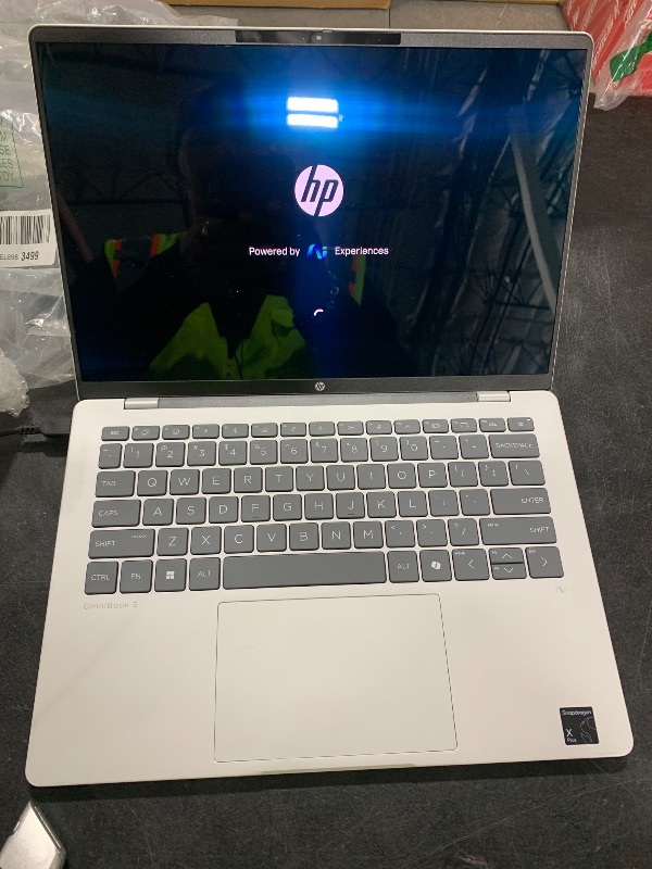 Photo 1 of HP OmniBook 5 14 inch Next Gen AI PC, OLED Display, Snapdragon X Plus X1P-42-100, 16 GB RAM, 1 TB SSD, Qualcomm Adreno GPU, Windows 11 Home, Copilot+ PC, Glacier Silver, 14-he0099nr