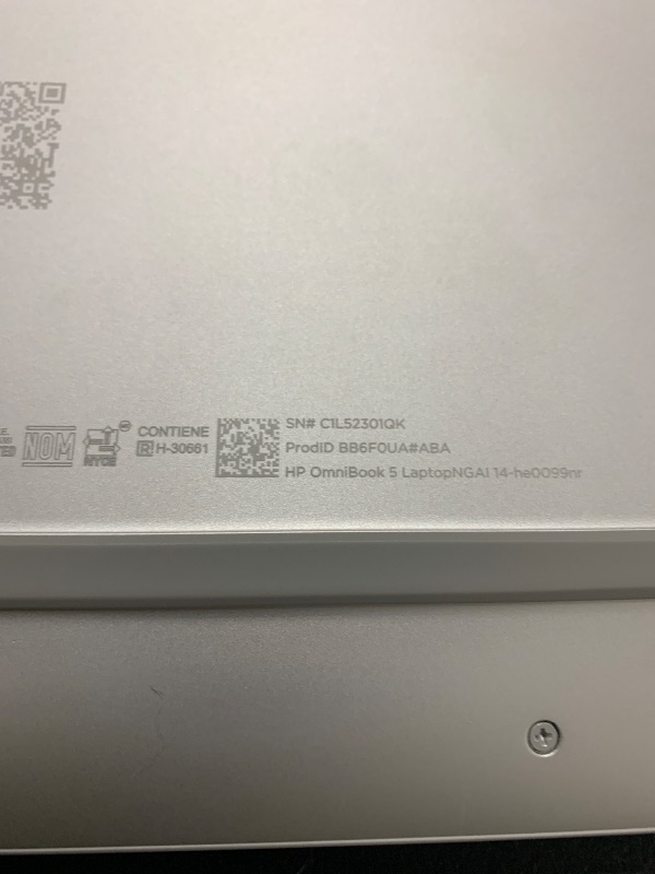 Photo 1 of HP OmniBook 5 14 inch Next Gen AI PC, OLED Display, Snapdragon X Plus X1P-42-100, 16 GB RAM, 1 TB SSD, Qualcomm Adreno GPU, Windows 11 Home, Copilot+ PC, Glacier Silver, 14-he0099nr