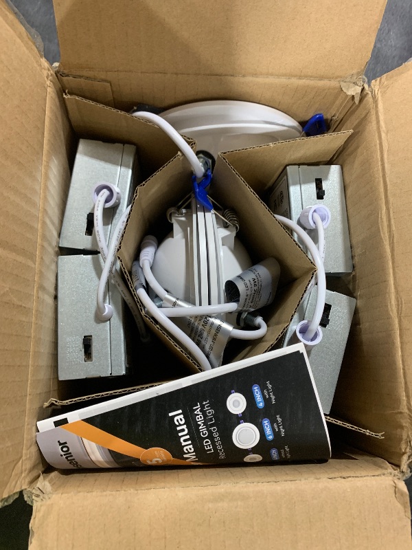 Photo 1 of Ensenior 4 Pack 4 inch Gimbal Led Recessed Light with Junction Box, 90° Adjustable Directional Eyeball Lighting, Dimmable, 2700K/3000K/3500K/4000K/5000K, 900LM, 9W=100W-FCC Certified