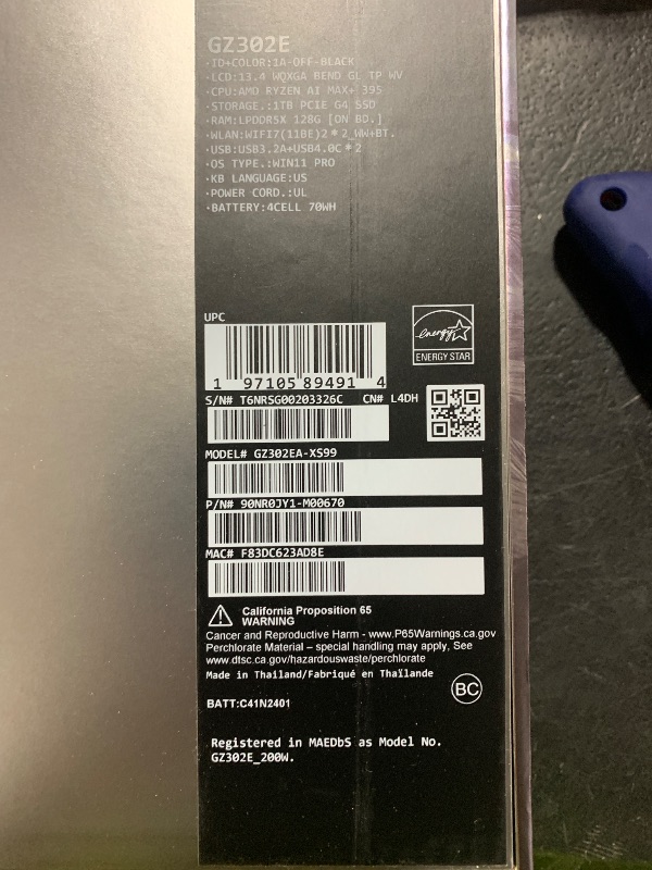 Photo 1 of ASUS ROG Flow Z13 (2025) Gaming Laptop, 13” ROG Nebula 16:10 2.5K 180Hz/3ms, AMD Ryzen AI MAX+ 395, RDNA 3.5 Graphics, 128GB LPDDR5X 8000MHz, 1TB PCIe Gen 4 SSD, Wi-Fi 7, Win 11 Pro, GZ302EA-XS99