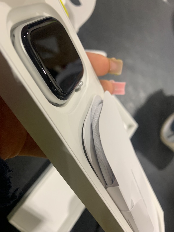 Photo 1 of Apple Watch Series 10 [GPS 46mm case] Smartwatch with Silver Aluminum Case with Denim Sport Band - M/L. Fitness Tracker, ECG App, Always-On Retina Display, Water Resistant