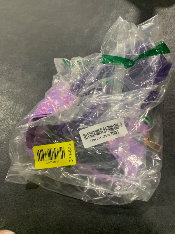 Photo 1 of Tarpop 80s Neon Women Socks Holographic Fanny Pack Slouch Long Scrunch Sock Waist Bag for 80s 90s Halloween Costume(Purple)