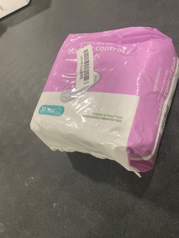 Photo 1 of Amazon Basics Women's Incontinence Pads, Bladder Control & Postpartum, Light Absorbency, Unscented, 30 Count, (1 Pack of 30)