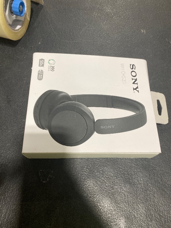 Photo 1 of Sony WH-CH520 Wireless Headphones Bluetooth On-Ear Headset with Microphone and up to 50 Hours Battery Life with Quick Charging, Black